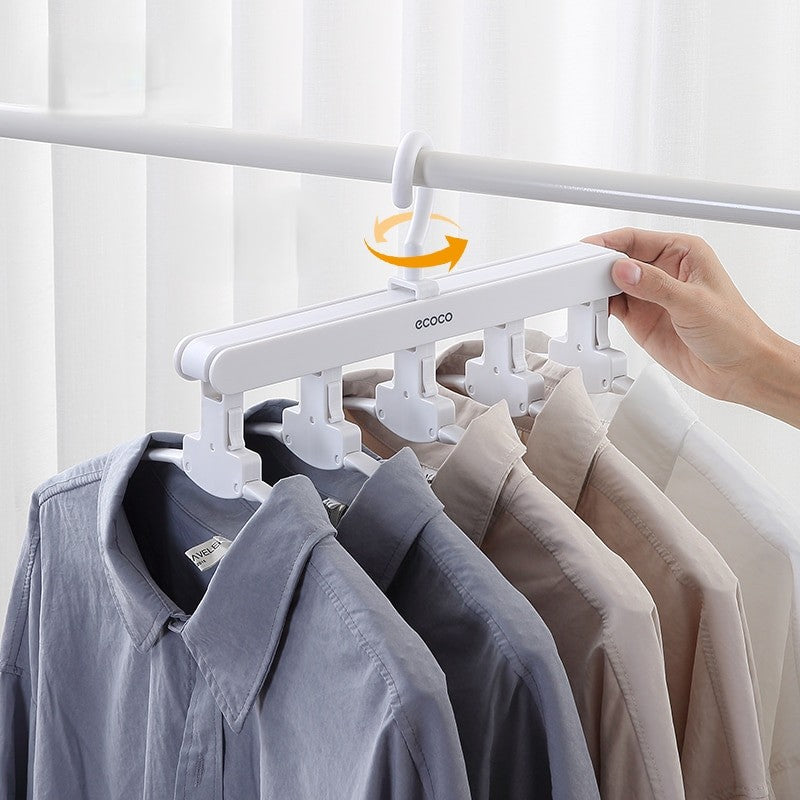 Ecoco adjustable clothes hanger with strong plastic build and anti-slip design, suitable for hanging different clothing types securely.
