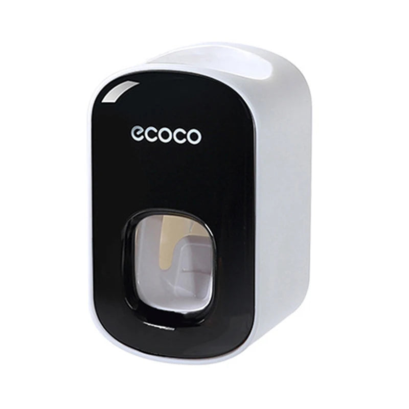  Ecoco gray toothpaste dispenser showcasing its dimensions of 113mm x 70mm x 60mm for space-efficient use.