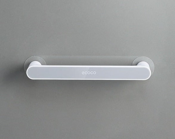 Black Ecoco wall-mounted grab bar with a sleek design, offering additional support and functionality in bathrooms.