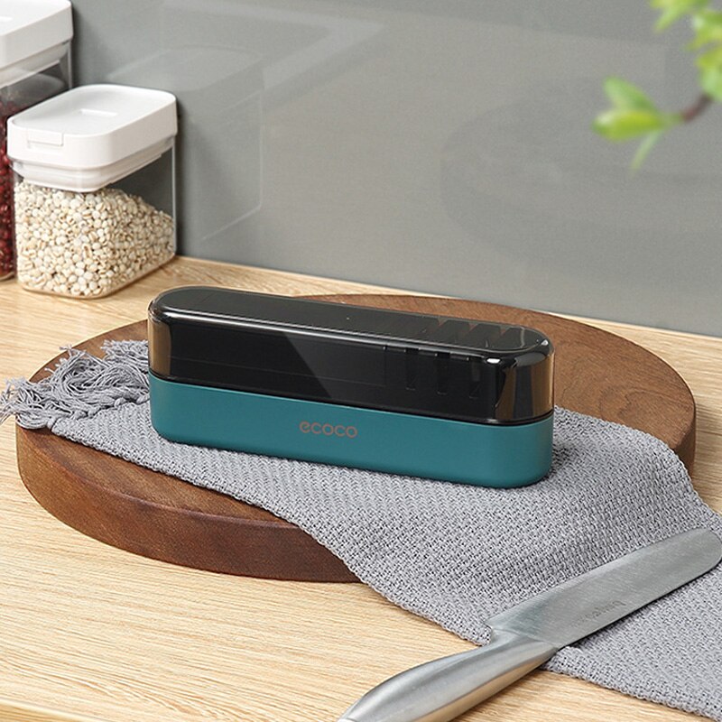 Convenient and portable Ecoco knife sharpener, designed for quick and efficient sharpening of kitchen knives and utensils.