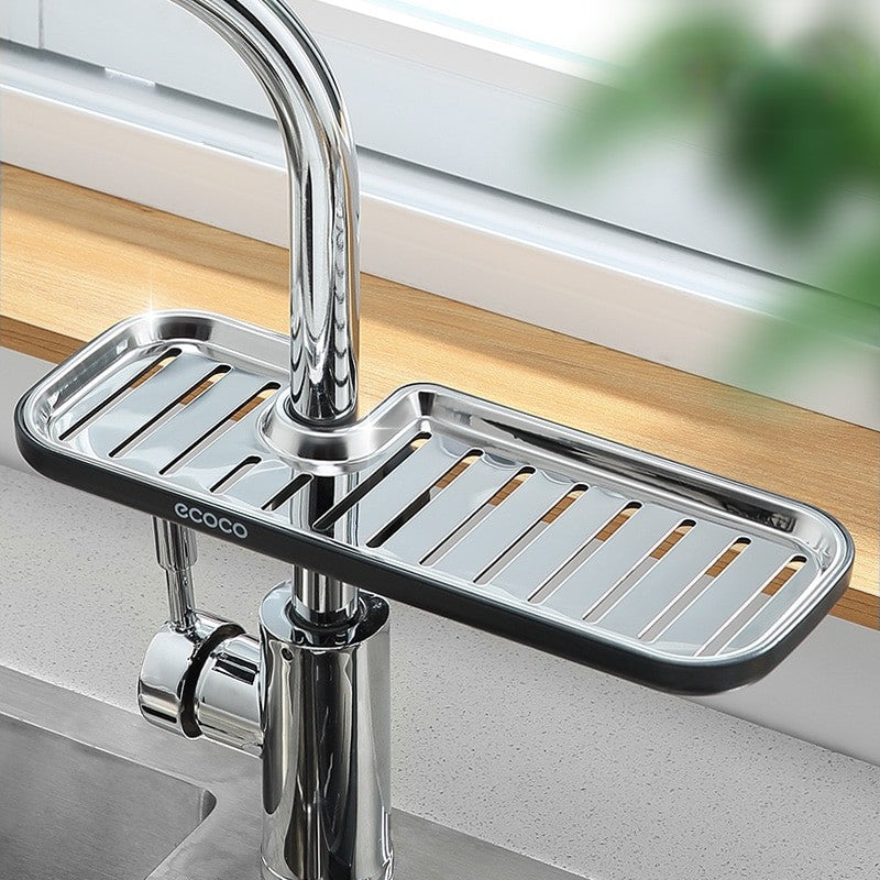 Durable, rust-proof stainless steel storage rack for kitchen or bathroom sinks. Provides a convenient space to keep dishwashing essentials within reach.

