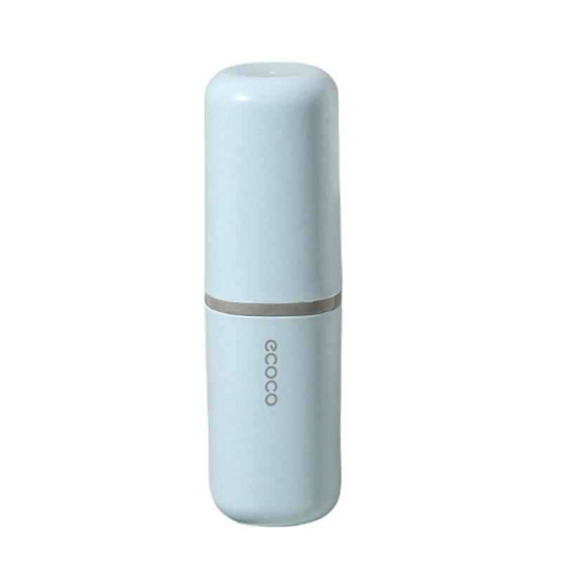  The white Ecoco toothbrush case is displayed in a bathroom setting, blending seamlessly with modern decor. The compact size ensures space-saving storage.