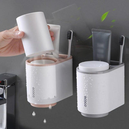 White Ecoco waterproof cup holder with a drainage hole for hygienic bathroom use and easy cleaning.

