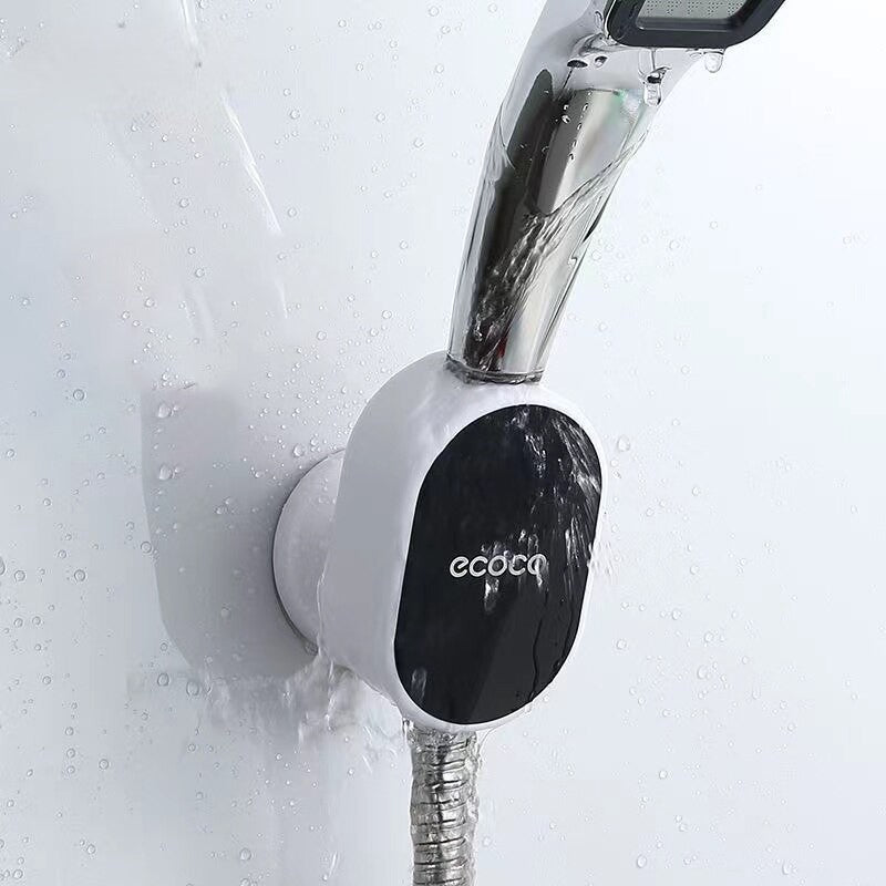 Waterproof Ecoco shower head holders in gray and blue, designed for durable wall mounting in wet bathroom environments.

