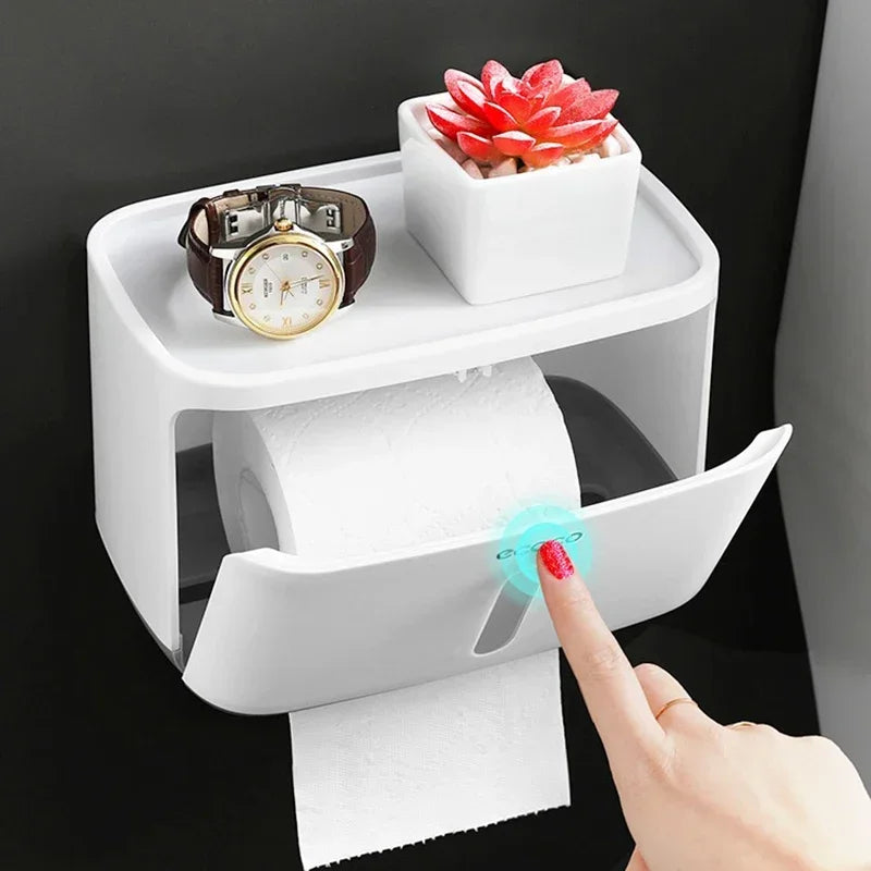 Wall-mounted waterproof Ecoco toilet paper holder with a sleek design for modern bathrooms.

