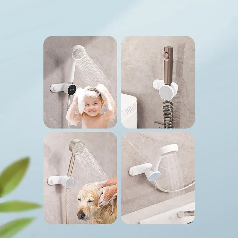 60-degree rotatable wall-mounted shower holder for flexible spray directions and easy shower adjustments.

